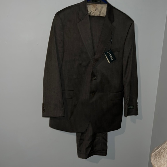 Ralph Lauren 100% wool brown men’s striped suit
